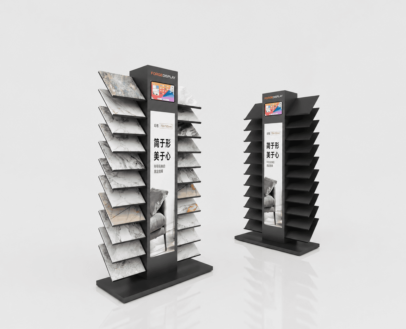 Tile Stone Sample Retail Display Rack With Light